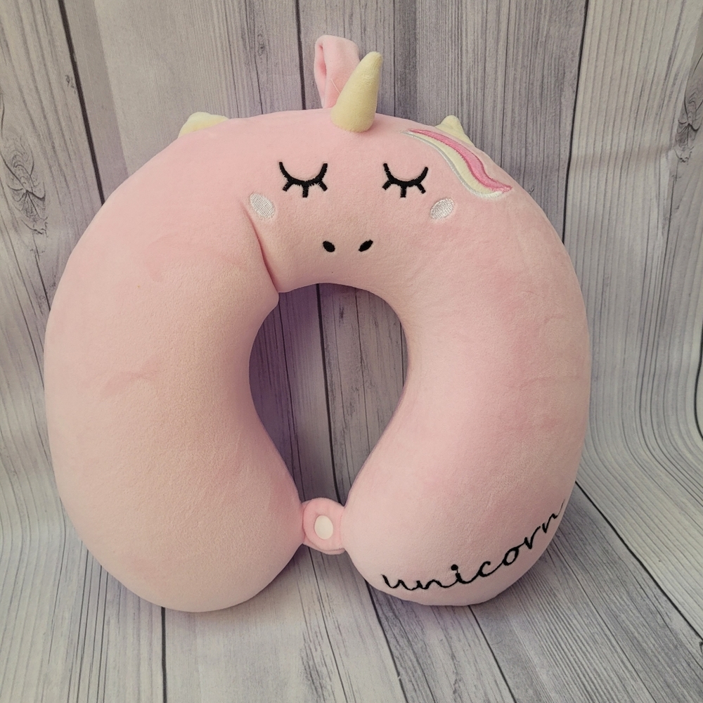 Unicorn Neck Pillow Travel Pink Purple